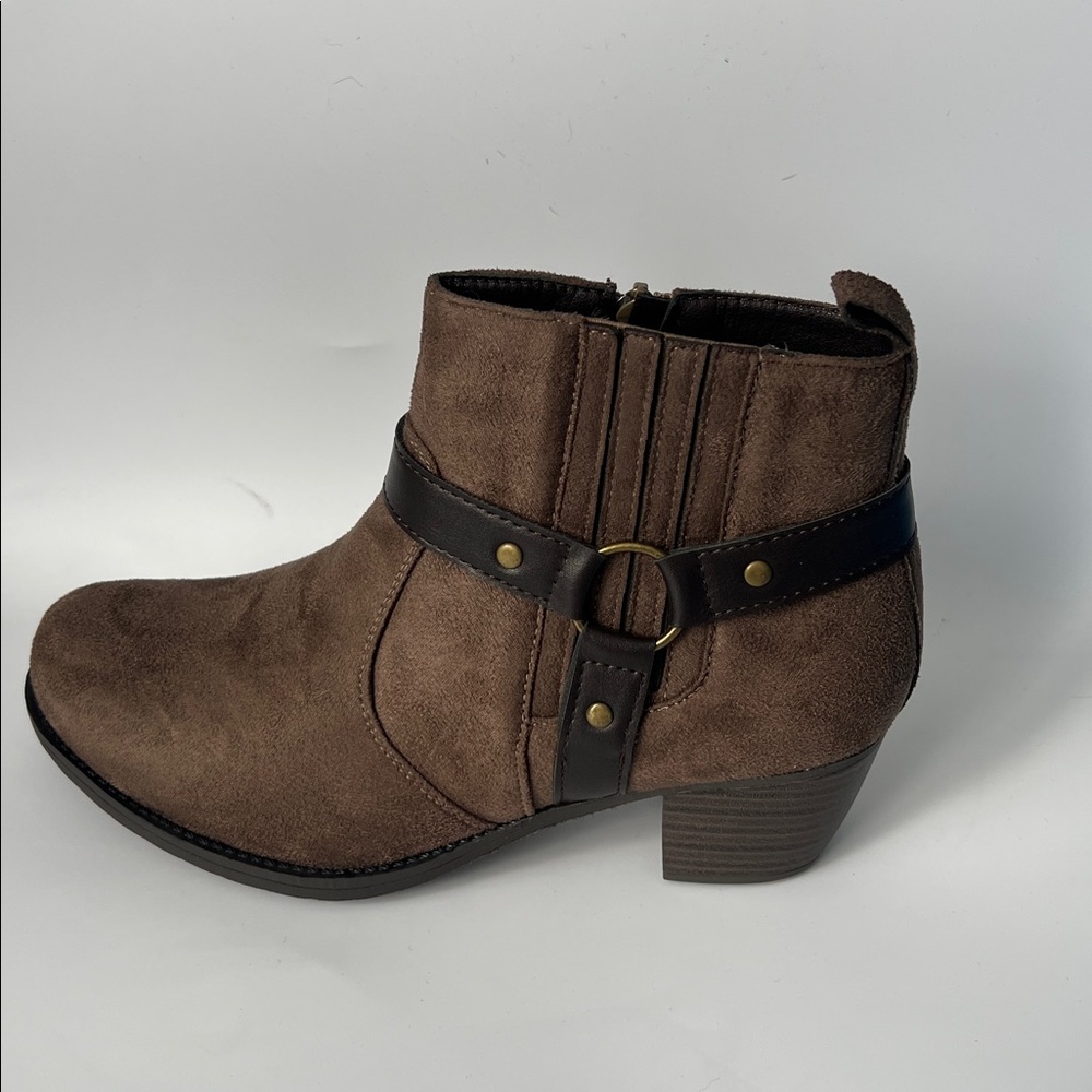 Easy Street Women Buckle Dark Brown Ankle Boots - 8.5W - Picture 4 of 10